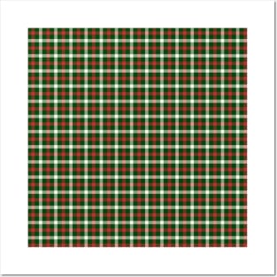 Christmas Holly Green and Red Tartan Check with Wide White Lines Posters and Art